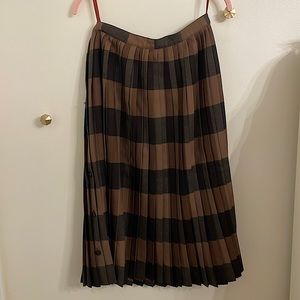 Vintage Wool Brown Pleated Midi Skirt